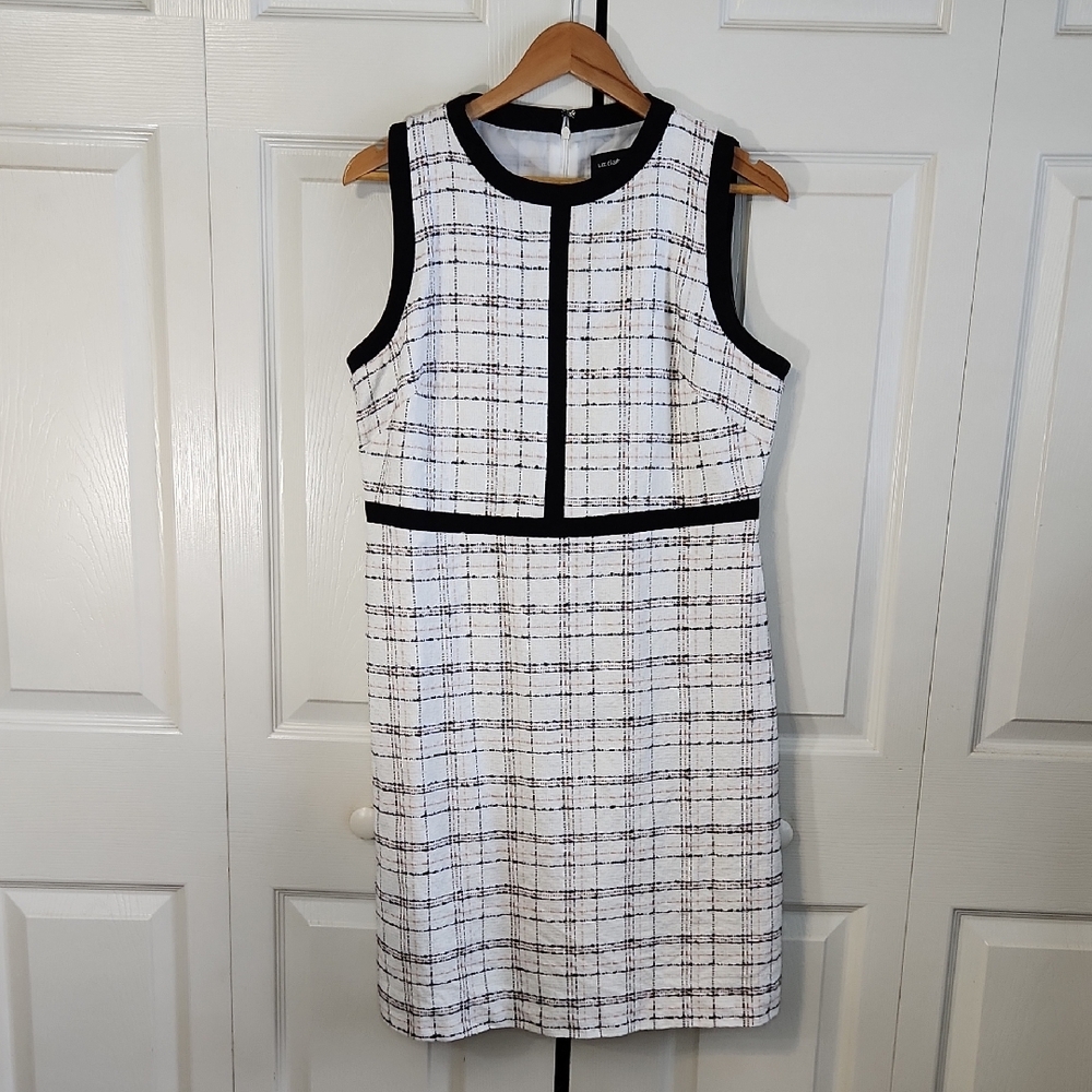 Liz Claiborne Black and White Checkered Sleeveless Knee Length Dress Size 10